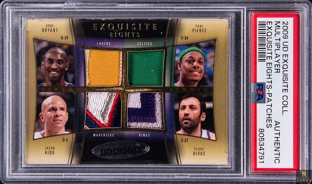 2009-10 Upper Deck Exquisite Collection Exquisite Eights Patches Martin/O'Neal/Jefferson/Stojakovic/Bryant/Pierce/Kidd/Divac #no-number card image