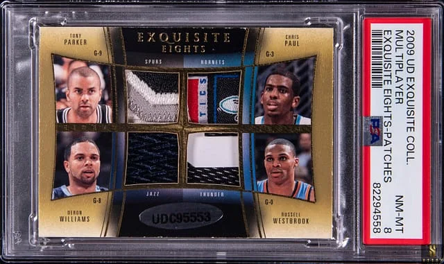 2009-10 Upper Deck Exquisite Collection Exquisite Eights Patches Nash/Kidd/Davis/Billups/Parker/Paul/Williams/Westbrook #no-number card image