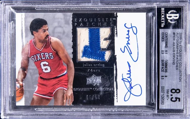 2009-10 Upper Deck Exquisite Collection Julius Erving Patches Autographs #P-ER card image