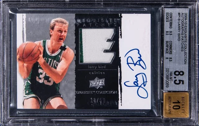 2009-10 Upper Deck Exquisite Collection Larry Bird Autograph Patches #P-LB card image