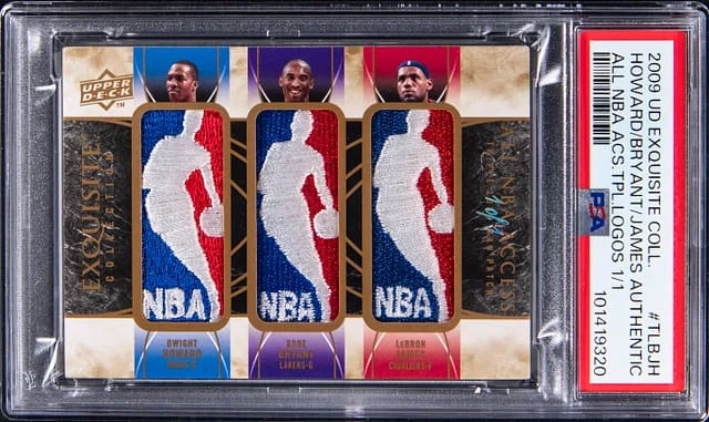 2009-10 Upper Deck Exquisite Collection LeBron James/Kobe Bryant/Dwight Howard Game-Used All NBA Access Triple Logoman #TL-BJH card image