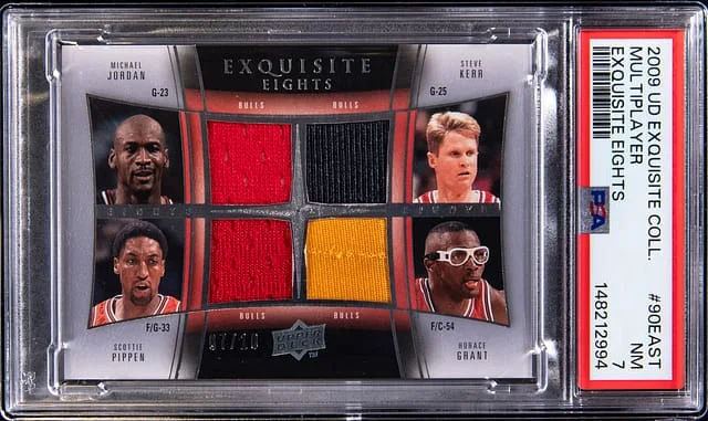 2009-10 Upper Deck Exquisite Collection Michael Jordan/Steve Kerr/Scottie Pippen/Isiah Thomas/Dennis Rodman/Joe Dumars/Bill Laimbeer/Horace Grant Exquisite Eights #90EAST card image