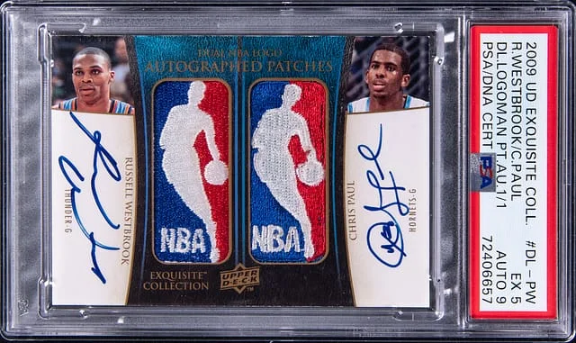 2009-10 Upper Deck Exquisite Collection Russell Westbrook/Chris Paul Dual Logoman Patch Autographs #DL-PW card image
