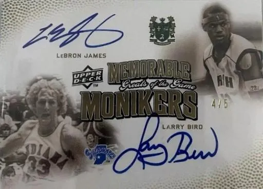 2009-10 Upper Deck Greats of the Game Lebron James Memorable Monikers Dual #MM-BJ card image