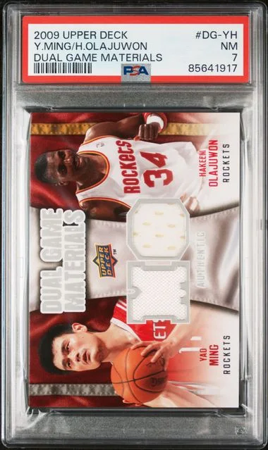 2009-10 Upper Deck Hakeem Olajuwon/Yao Ming Game-Used Dual Game Materials #DG-YH card image