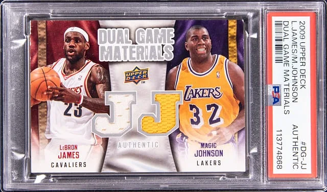 2009-10 Upper Deck LeBron James/Magic Johnson Dual Game Materials #DG-JJ card image