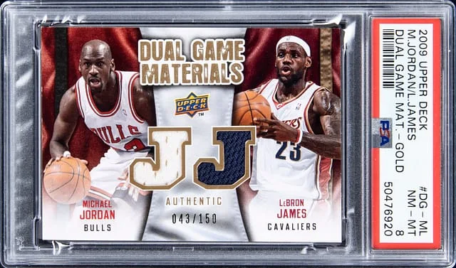 2009-10 Upper Deck Michael Jordan/LeBron James Game-Used Dual Game Materials Gold #DG-ML card image