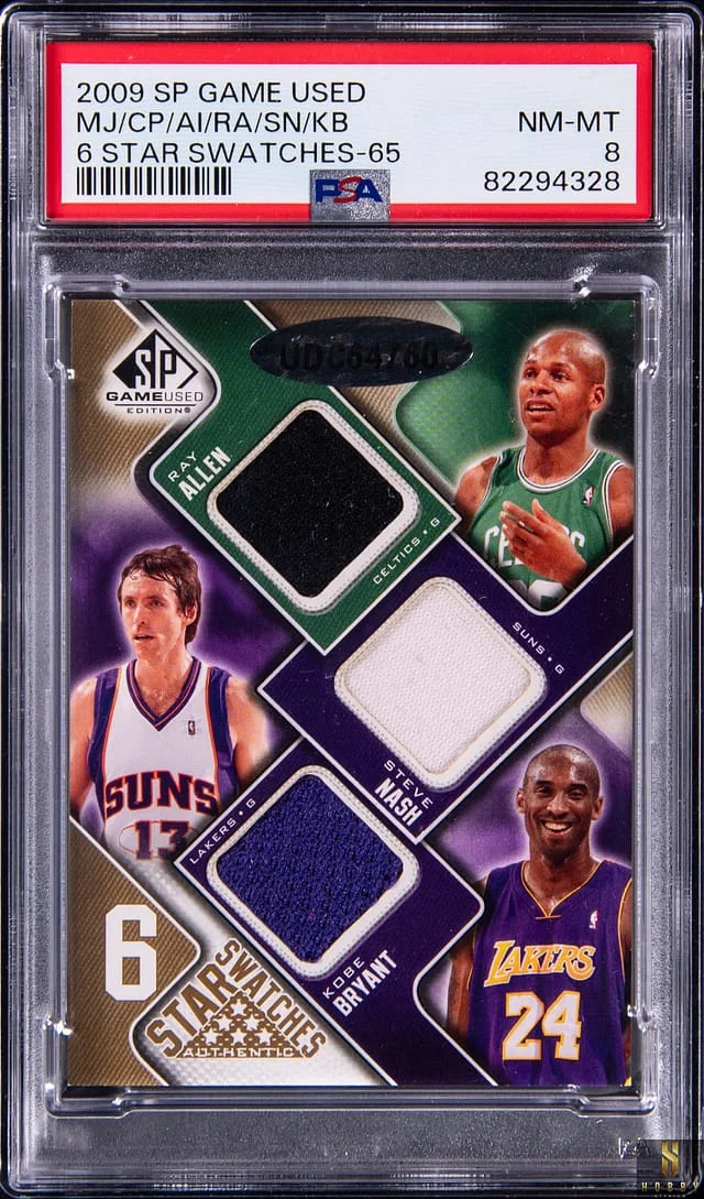 2009-10 Upper Deck SP Game Used Johnson/Paul/Iverson/Allen/Nash/Bryant 6 Star Swatches #6S-BNAMIJ card image