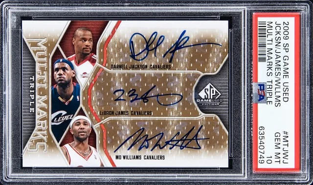 2009-10 Upper Deck SP Game Used LeBron James/Darnell Jackson/Mo Williams Multi-Signed Multi Marks Triple #MT-JWJ card image