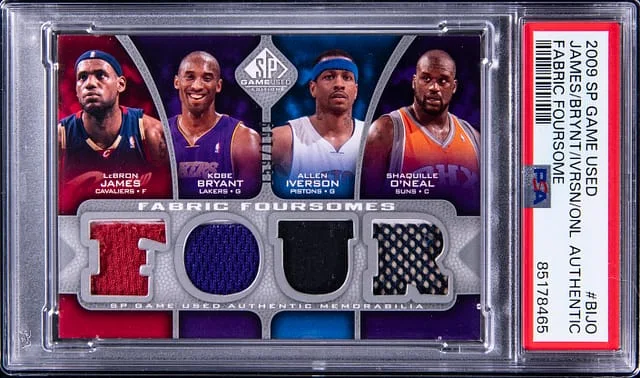 2009-10 Upper Deck SP Game Used LeBron James/Kobe Bryant/Allen Iverson/Shaquille O'Neal Fabric Foursome #F4-BIJO card image