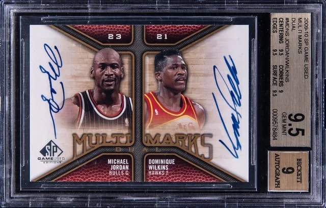 2009-10 Upper Deck SP Game Used Michael Jordan/Dominique Wilkins Multi-Marks #MD-NS card image