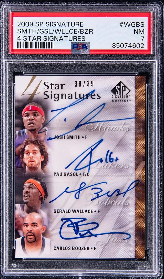 2009-10 Upper Deck SP Josh Smith/Pau Gasol/Gerald Wallace/Carlos Boozer Signature 4 Star Signatures #WGBS card image