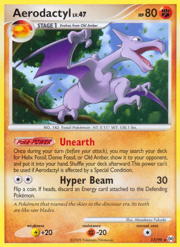 2009 Arceus Aerodactyl Rare #13/99 Rare card image