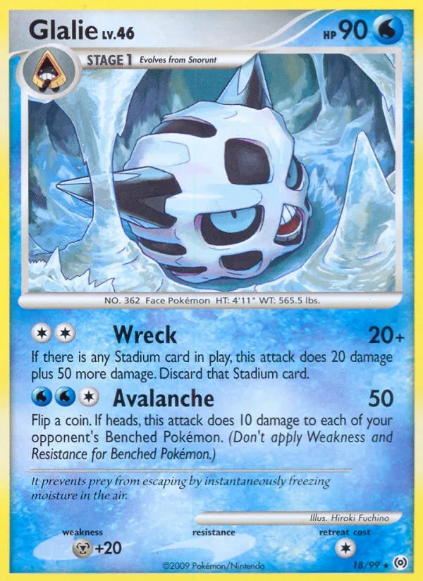 2009 Arceus Glalie Rare #18/99 Rare card image