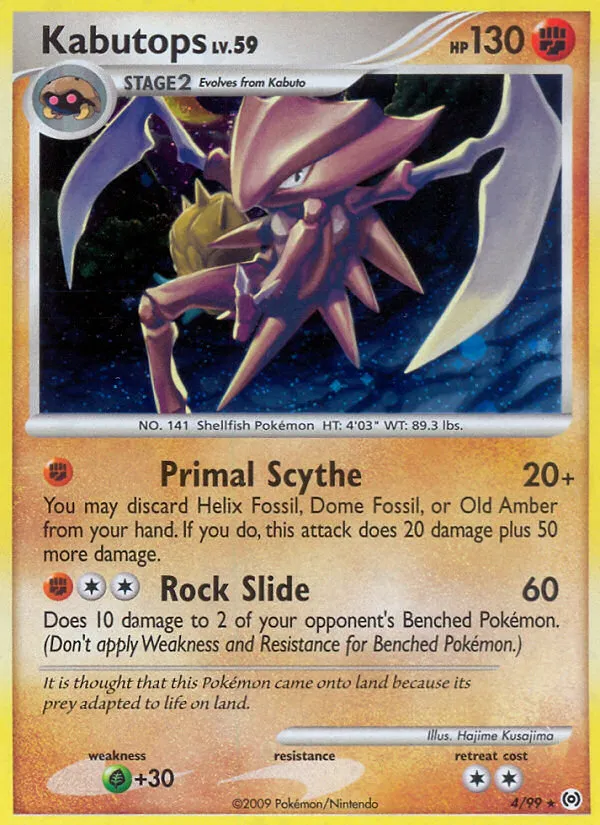 2009 Arceus Kabutops Rare Holo #04/99 Rare Holo card image