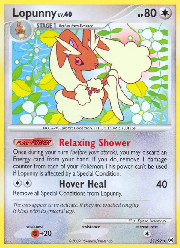 2009 Arceus Lopunny Rare #21/99 Rare card image