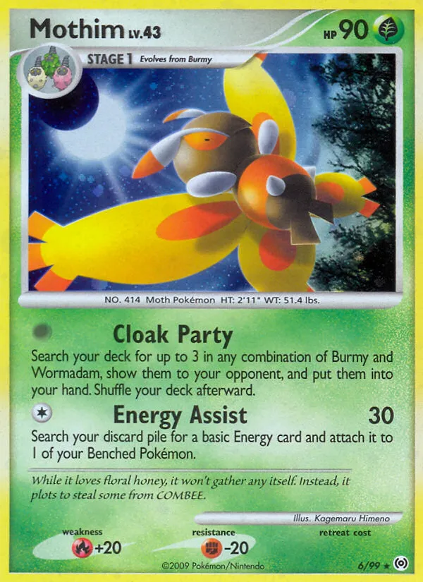 2009 Arceus Mothim Rare Holo #06/99 Rare Holo card image