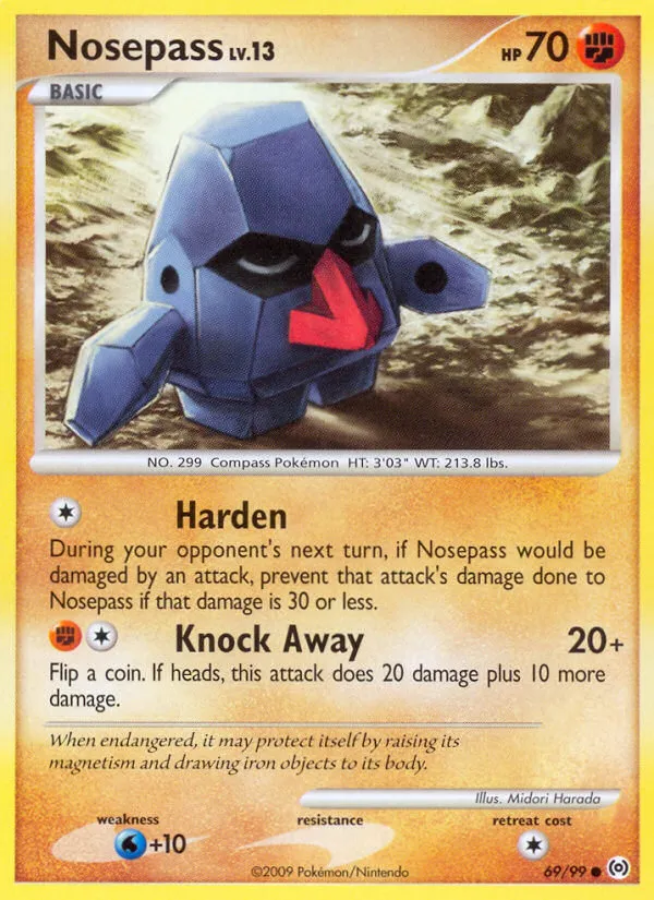2009 Arceus Nosepass Common #69/99 Common card image