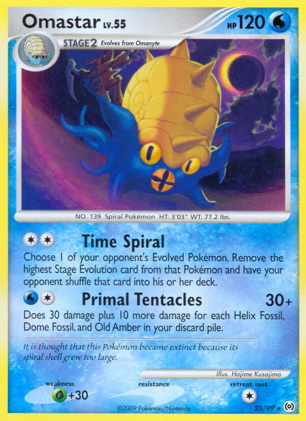 2009 Arceus Omastar Rare #23/99 Rare card image