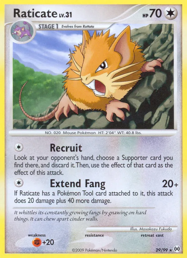 2009 Arceus Raticate Rare #29/99 Rare card image