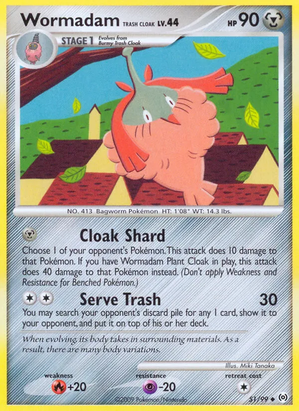2009 Arceus Wormadam Trash Cloak Uncommon #51/99 Uncommon card image