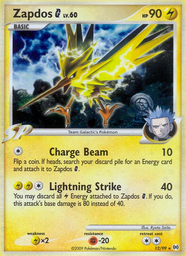 2009 Arceus Zapdos G Rare Holo #12/99 Rare Holo card image
