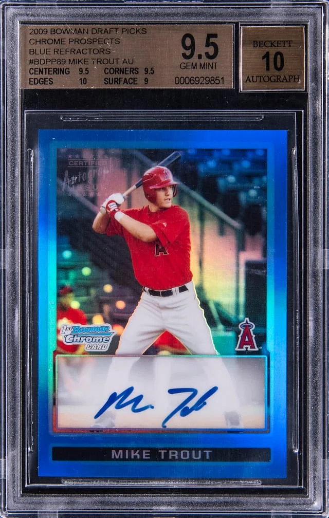 2009 Bowman Chrome Draft Mike Trout Picks & Prospects Autographs Red Refractor #BDPP89 card image