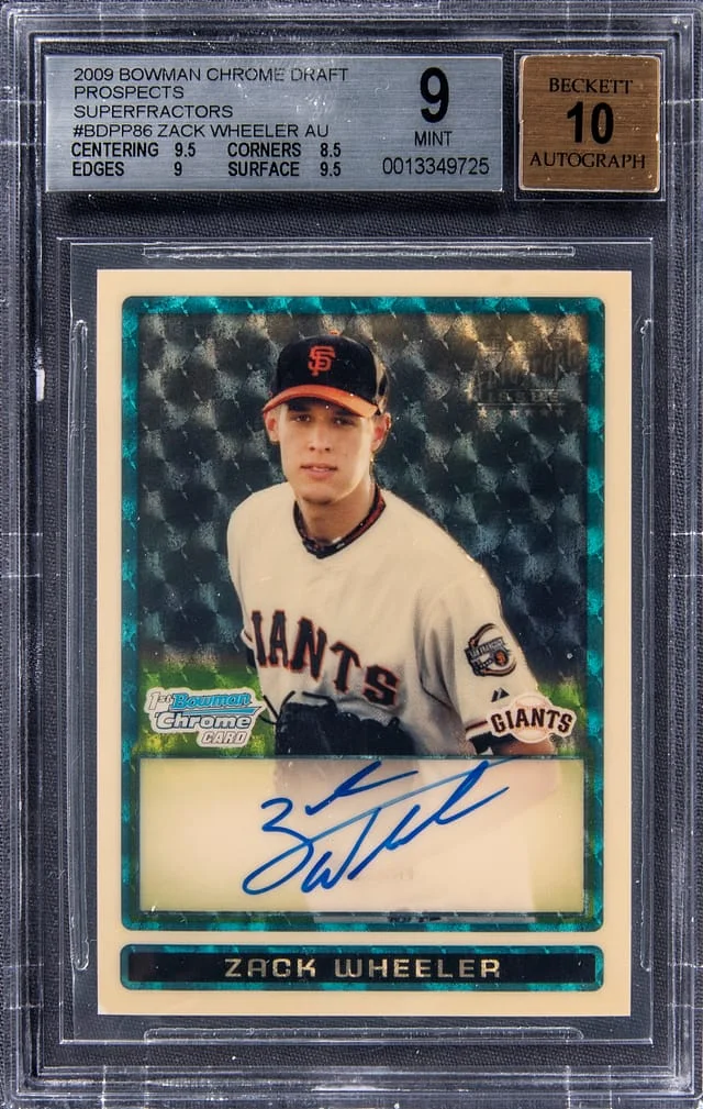 2009 Bowman Chrome Draft Zack Wheeler Prospect Autographs SuperFractor #BBDPP86 card image