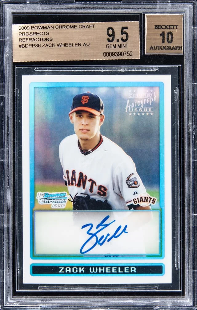 2009 Bowman Chrome Draft Zack Wheeler Prospects Autographs Refractor #BDPP86 card image