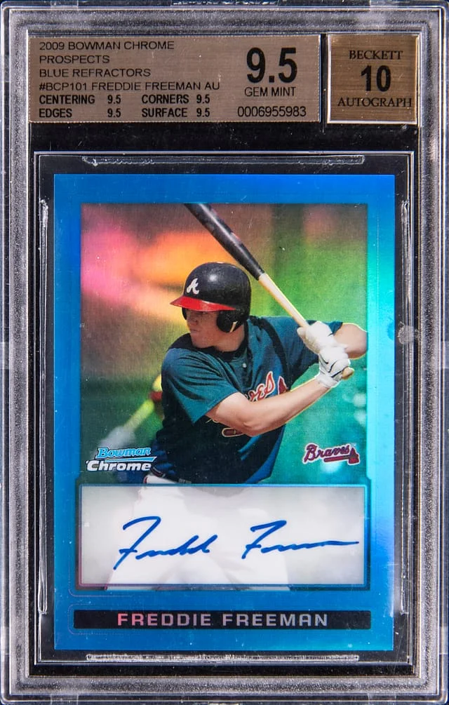 2009 Bowman Chrome Freddie Freeman Prospect Autographs Blue Refractor #BCP101 card image