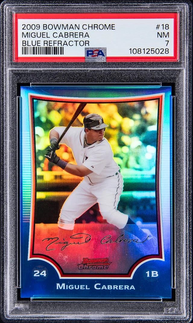 2009 Bowman Chrome Miguel Cabrera Blue Refractor #18 card image