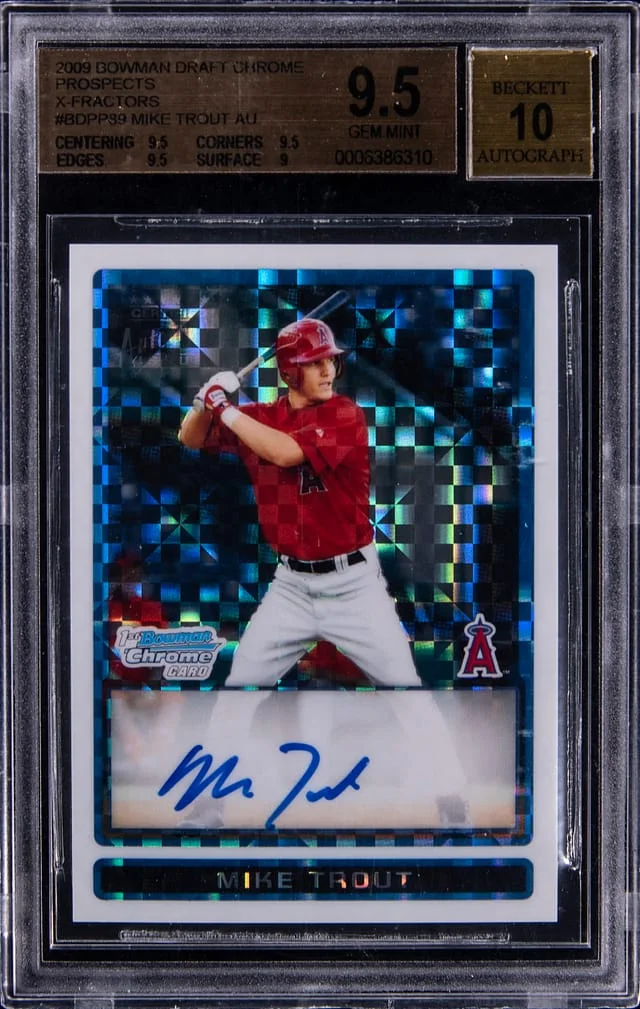 2009 Bowman Draft Mike Trout Chrome Prospect Autographs X-Fractor #BDPP89 card image