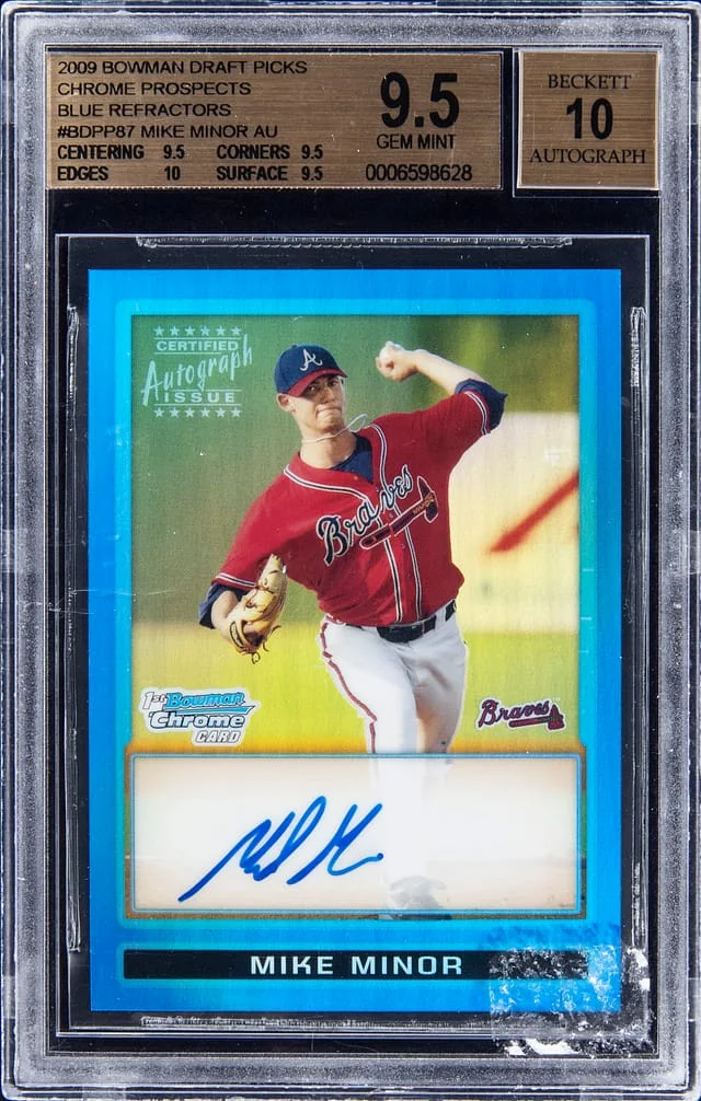 2009 Bowman Draft Picks Mike Minor Chrome Prospects Blue Refractor #BDPP87 card image