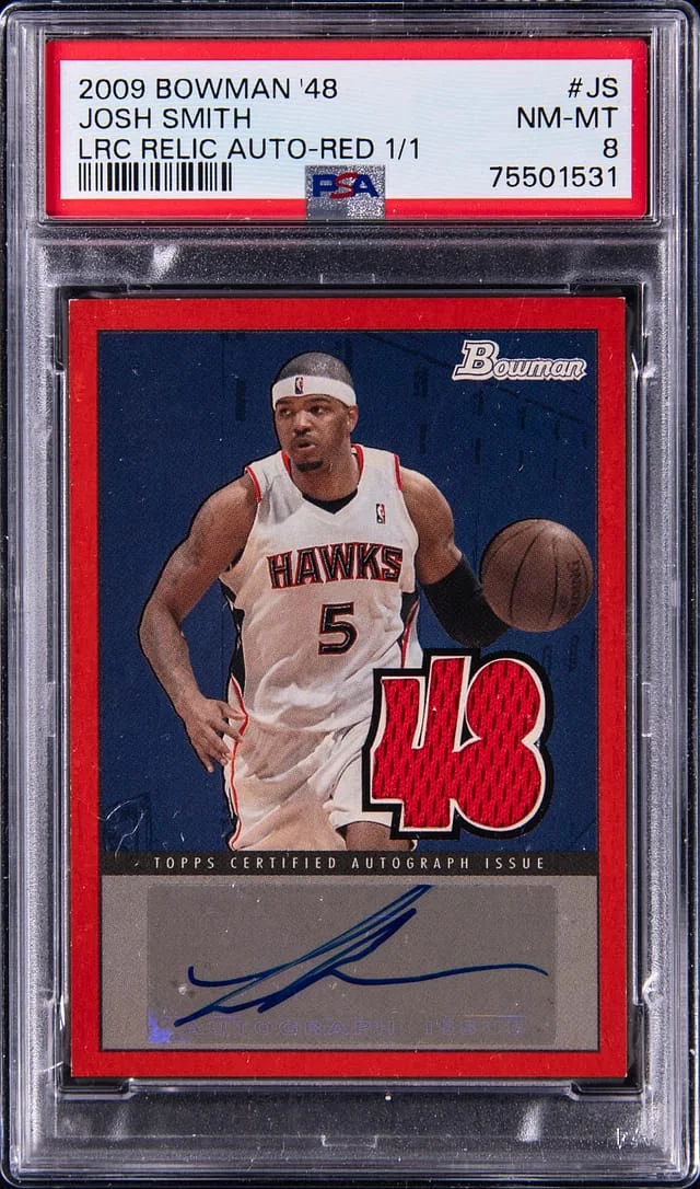 2009 Bowman Josh Smith 48 Locker Room Collection Relics Autographs Red 1/1 #JS card image
