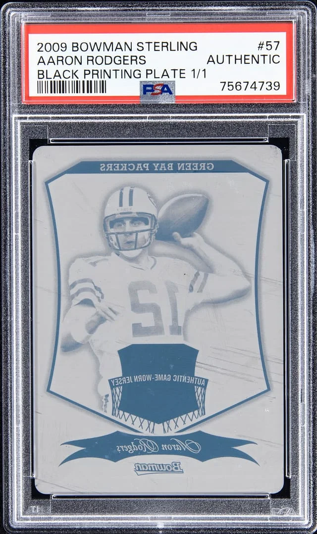 2009 Bowman Sterling Aaron Rodgers Black Printing Plate #57 card image