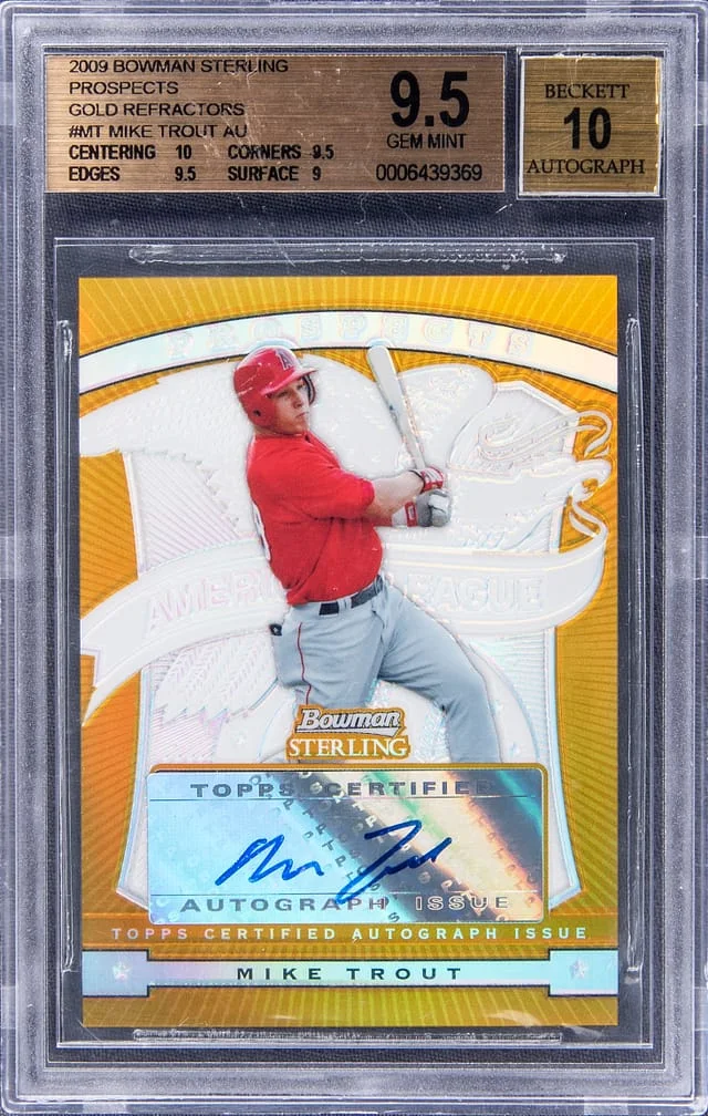 2009 Bowman Sterling Prospects Mike Trout Gold Refractors #MT card image