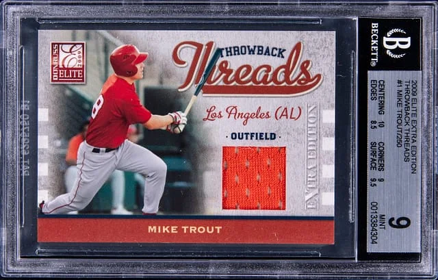2009 Donruss Elite Extra Edition Mike Trout Throwback Threads #1 card image