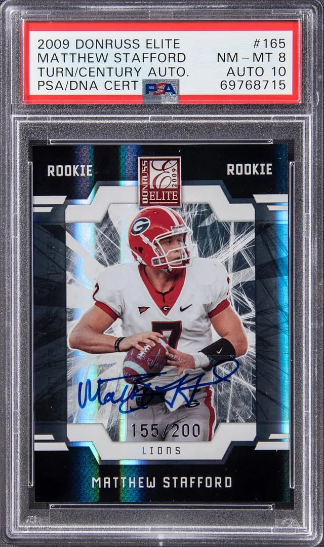 2009 Donruss Elite Matthew Stafford Turn Of The Century Autographs #165 card image