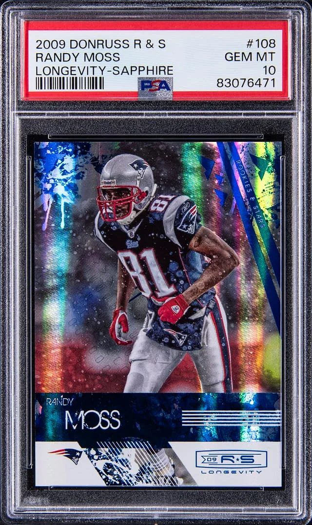 2009 Donruss Randy Moss & Stars Longevity Sapphire #108 card image