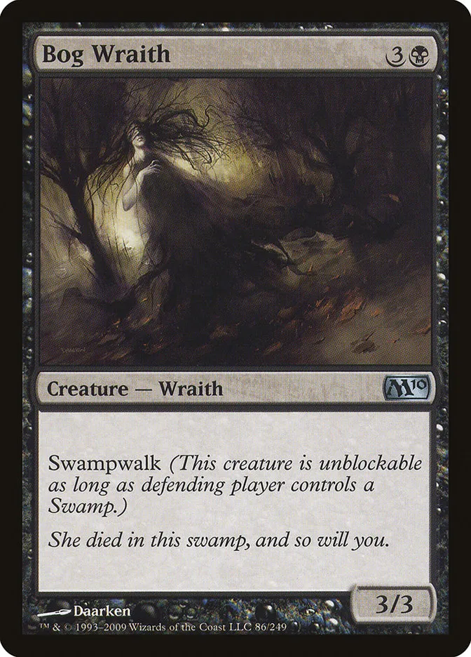 2009 Magic 2010 Bog Wraith uncommon #86 uncommon card image