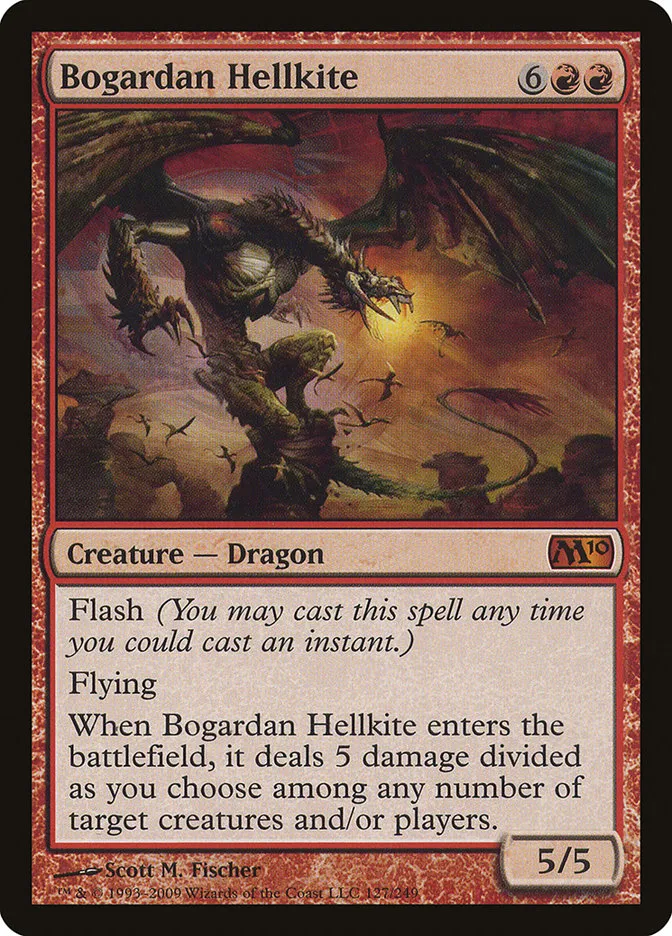 2009 Magic 2010 Bogardan Hellkite mythic #127 mythic card image