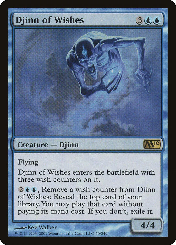 2009 Magic 2010 Djinn of Wishes #50 rare card image
