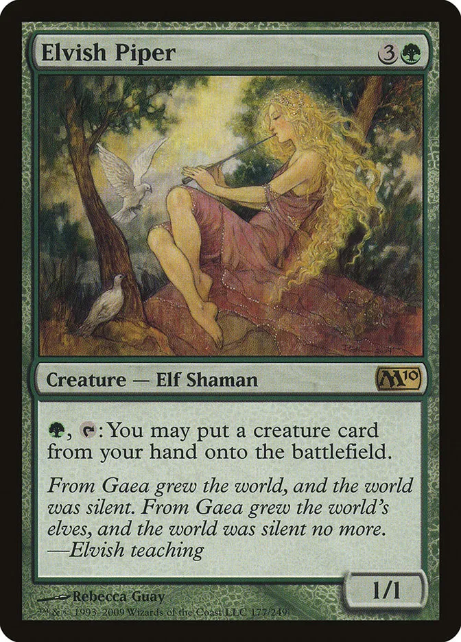 2009 Magic 2010 Elvish Piper #177 rare card image
