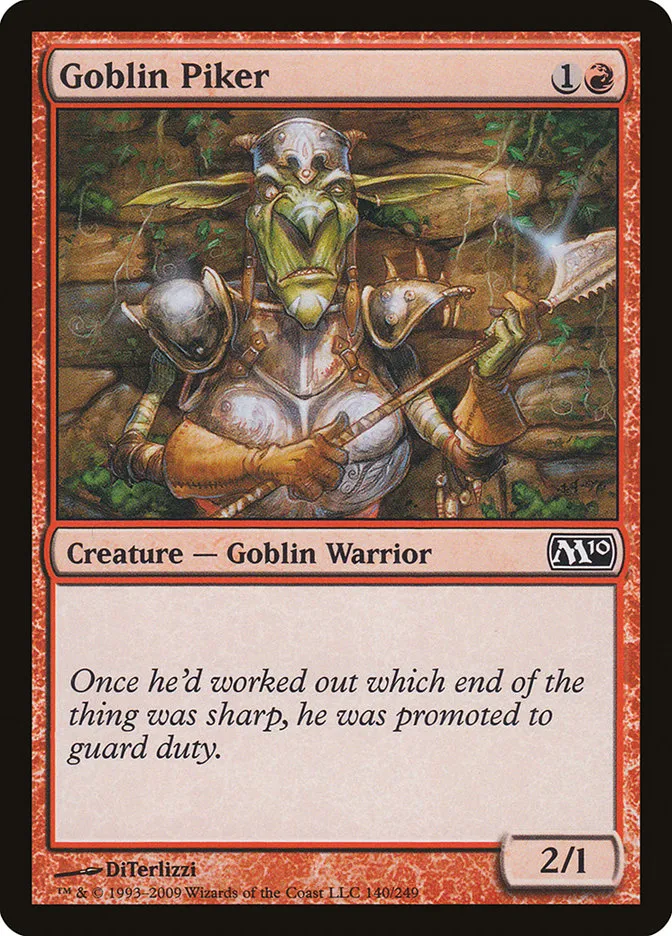 2009 Magic 2010 Goblin Piker common #140 common card image