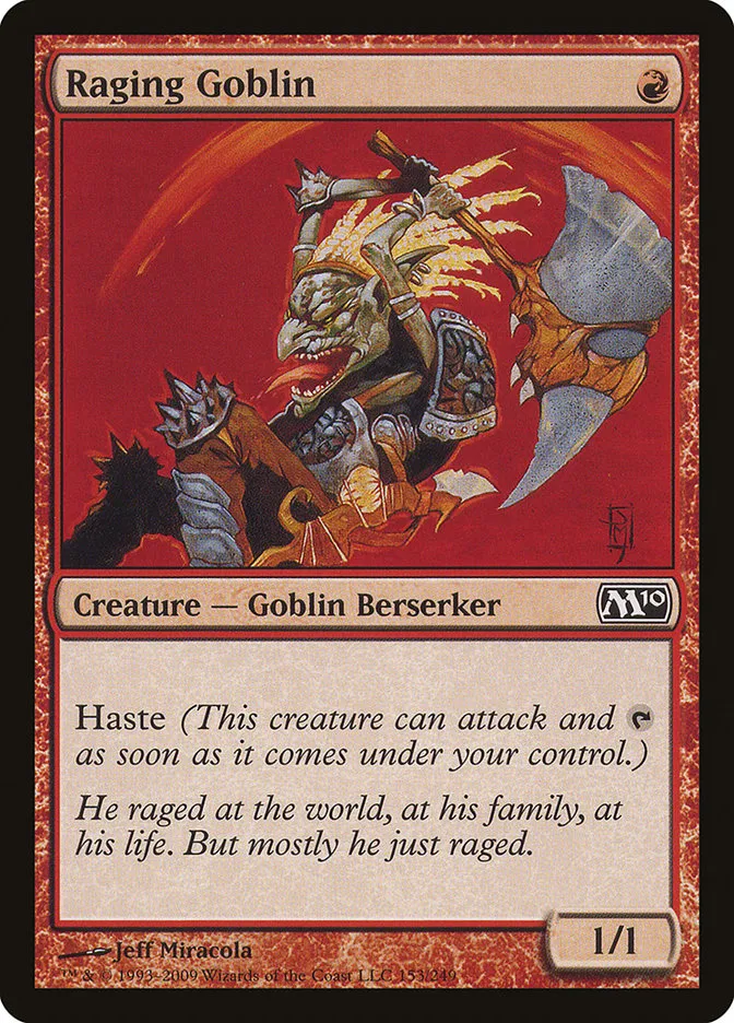 2009 Magic 2010 Raging Goblin common #153 common card image