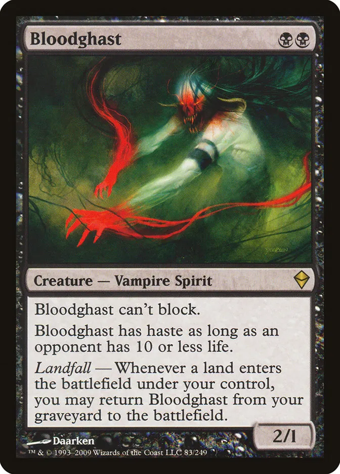 2009 Zendikar Bloodghast rare #83 rare card image
