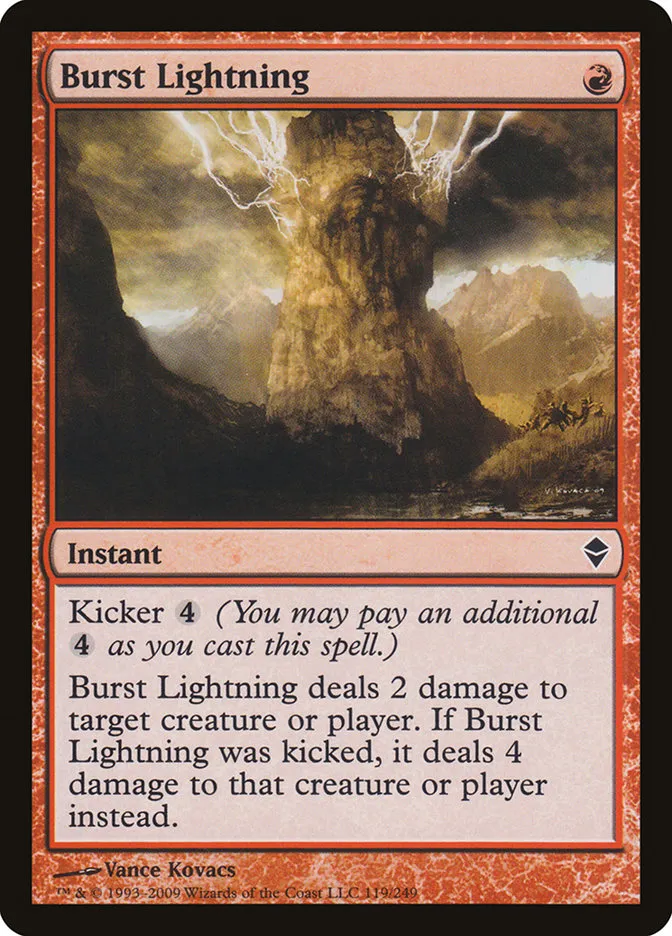 2009 Zendikar Burst Lightning common #119 common card image