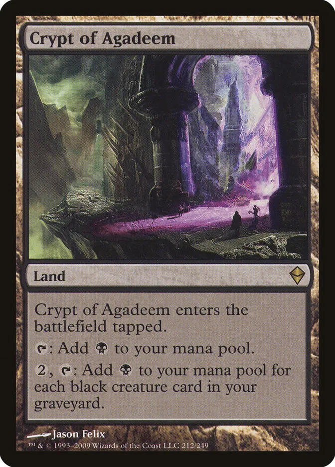 2009 Zendikar Crypt of Agadeem rare #212 rare card image