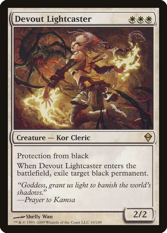 2009 Zendikar Devout Lightcaster rare #10 rare card image