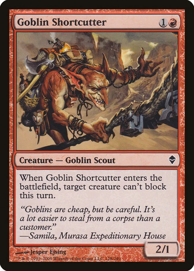 2009 Zendikar Goblin Shortcutter #128 common card image